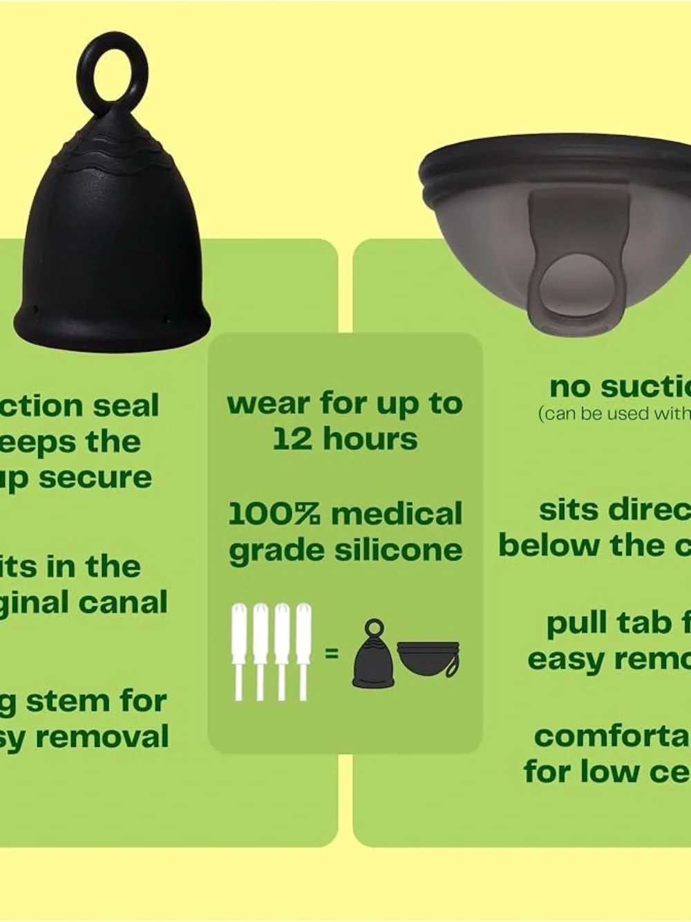X Small Black Menstrual Cup - 100% Medical-Grade Silicone